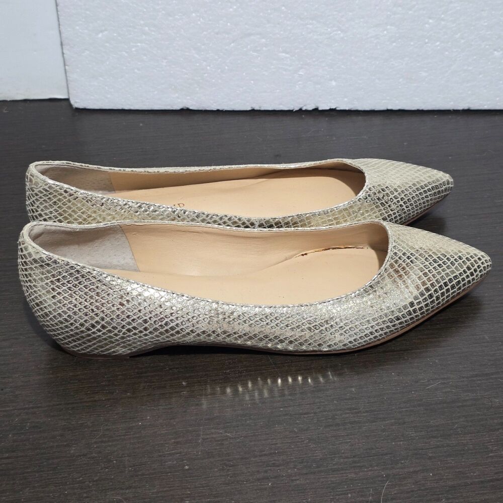 Ivanka Trump Itchic Leather Pointed Toe Low Wedge Flats Snakeskin 6.5M - Picture 4 of 16